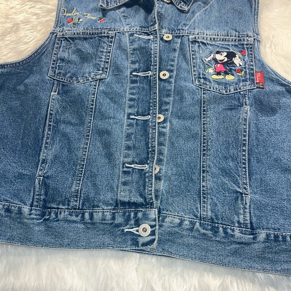 Vintage 90's Mickey Unlimited Jean Denim Button Down Vest Disney Mouse1X - Picture 3 of 5